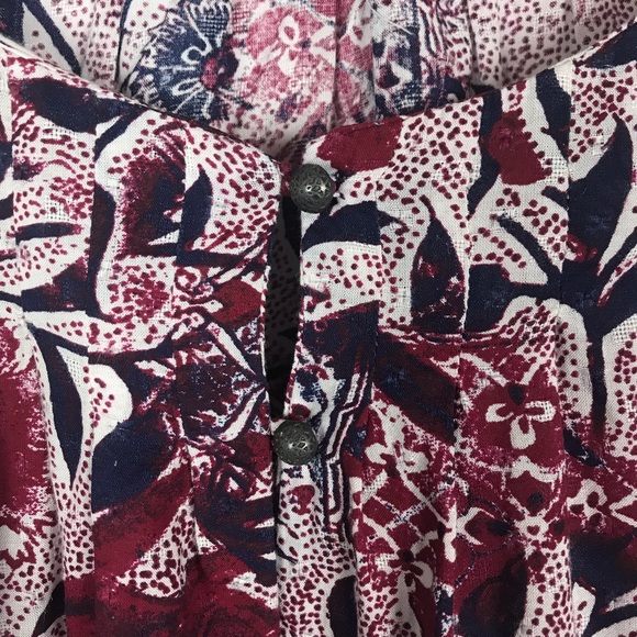 Lucky Brand Floral Boho Romantic Blouse Keyhole Long Sleeve Top M - Picture 4 of 8